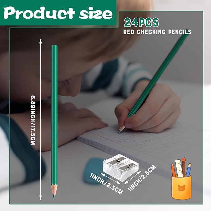 24 PCS Colored Pencils Pre-sharpened Coloring Pencils Set for Kids and Adult, Teachers Essential Classroom Prizes, Back to School Supplies(Green)