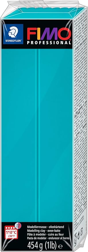 STAEDTLER 8041-32 FIMO Professional Oven-Hardening Polymer Modelling Clay, 454g - Turquoise (Single Block)