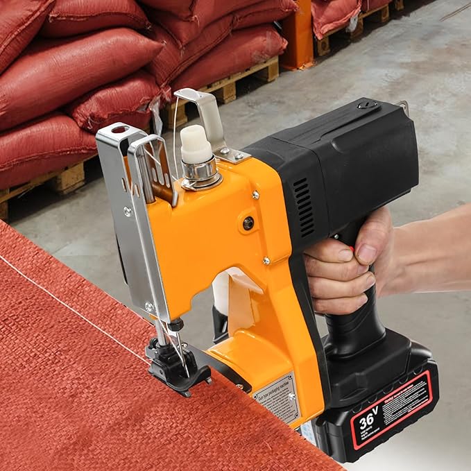 Cordless Bag Sewing Machine 36V Battery Powered Handheld High Speed Bag Sealing Machine Industrial Bag Closing Machine for Burlap Sack, Canvas, Feed Sacks, Woven (Yellow)