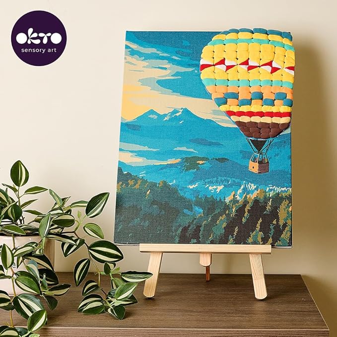 OKTO Art Kit A Cat in a Hot air Balloon Flight | Arts & Crafts DIY Painting with Modeling Claу | Claу Kit for Painting | Painting Kits for Adults for Home Decoration Claу for Adults
