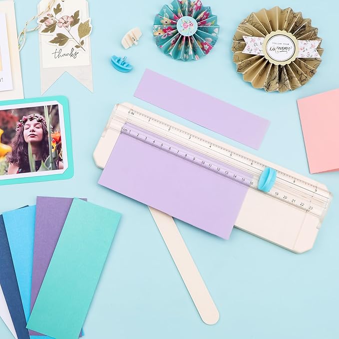 BAOFALI Mini Paper Trimmer with 1Cutting/1Scoring Blades Extending Ruler for Scrapbooking Craft, Paper, Postcards,Coupon, Photos,Label, Cardstock ect Closed Size Approx.26.5x8.5cm/10.4x3.3inch