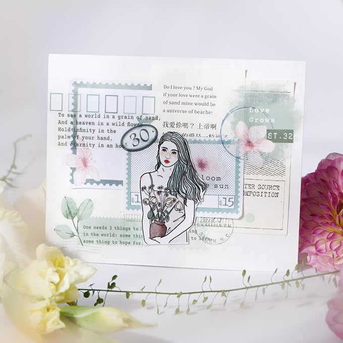 Alideco Vintage Scrapbook Stickers Set Retro People Flowers Sticker Book for Adults Sticker journaling Stickers for Scrapbooking Tweezer 20Sheets/160Pcs (chunfengxiyu)