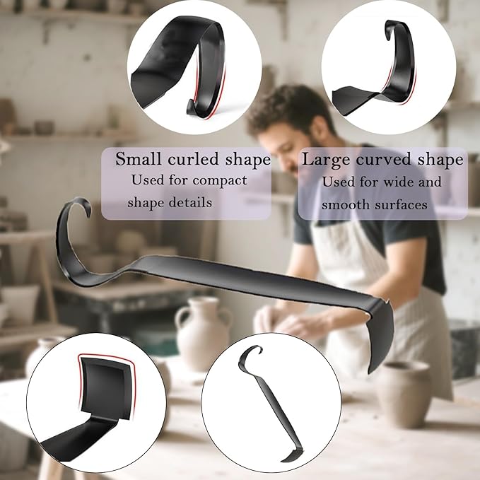 LAX_LMY Pottery Trimming Tools, Versatile Pottery Tool for Clay and Ceramic Trim, Double Ended Clay Trimming Tool, Black