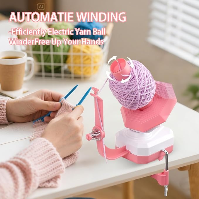 Yuehuamech Yarn Winder, Electric Yarn Ball Winder for Crocheting, 10oz Large Capacity Stepless Speed Control Automatic Yarn Spinning Machine Ideal for Crochet Enthusiasts