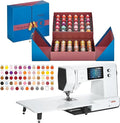Bernette B77 Sewing and Quilting Machine With 60-Pc Sunset Thread Bundle - Versatile Stitches, Effortless Operation, and Spacious Workspace - Precision Control, LCD Display, and Memory Function