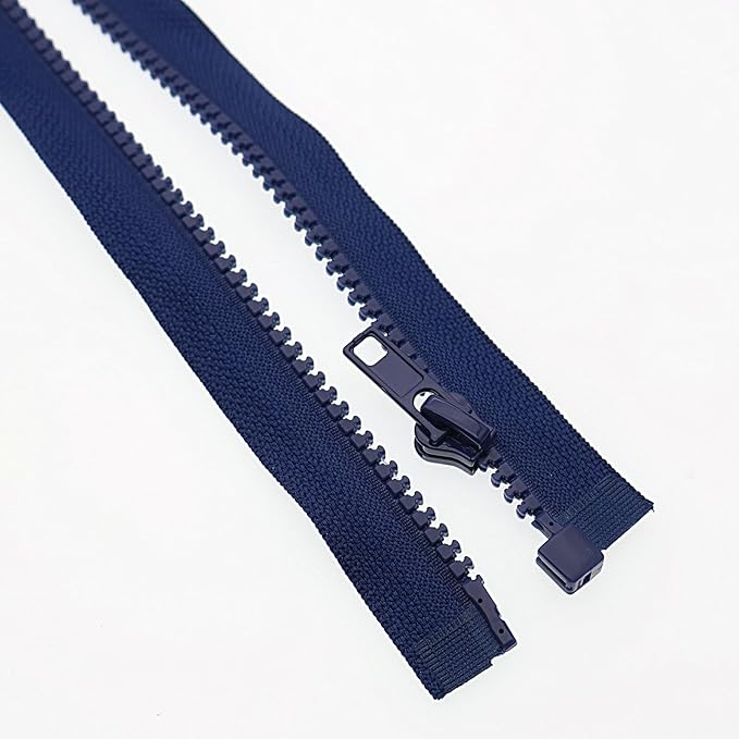 SHUNLI 2PCS #5 25 Inch Separating Jacket Zippers, Navy Blue Molded Plastic Zipper Bulk for Sewing Crafts Coats Bags