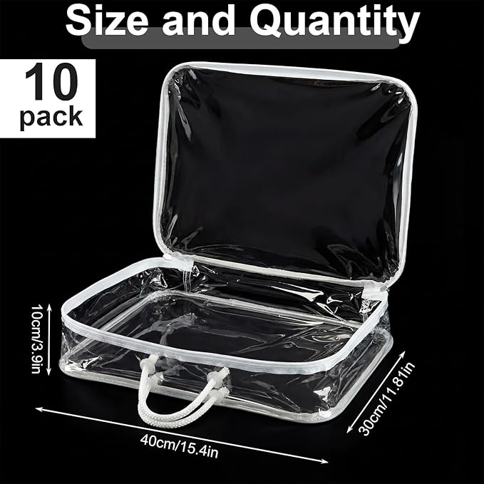 Shinylin 10 Pack Clear Yarn Storage Bags Bulk, 12 x 16 x 4 Inches Yarn Storage Organizer Tote Bag for Knitting Needles Crochet Hooks Wool Balls and Unfinished Project (White)