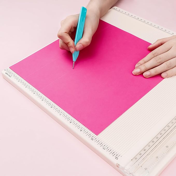 Paper Trimmer Scoring Board 12 x12 inch with2 Replacement Blades Craft Paper Cutter for Folding & Scorer Cover of Book & Gift Box and Photo