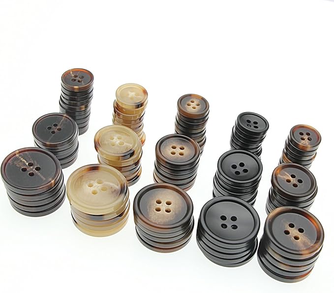 110Pcs Mixed Sewing Buttons, 4-Hole Craft Round Bulk Button for Sewing, Coats, Blazer, Suits, Jean, Pants, 5 Color 3 Size (15mm,20mm,25mm) Brown YIGUANXIN