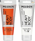 MEEDEN Acrylic Paint Orange Red: 100ml/3.38oz Heavy Body Acrylic Paint Tube Bundled with Additional Titanium White Color for Art Craft Painting