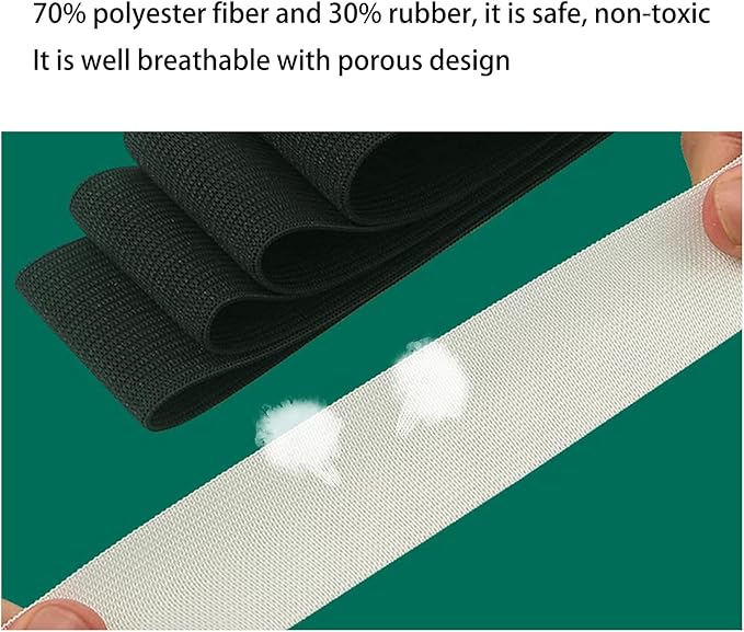 1.5'' Elastic Band for Sewing, Crafts, DIY, High Elasticity, (White 5Yards, Black 5 Yards)
