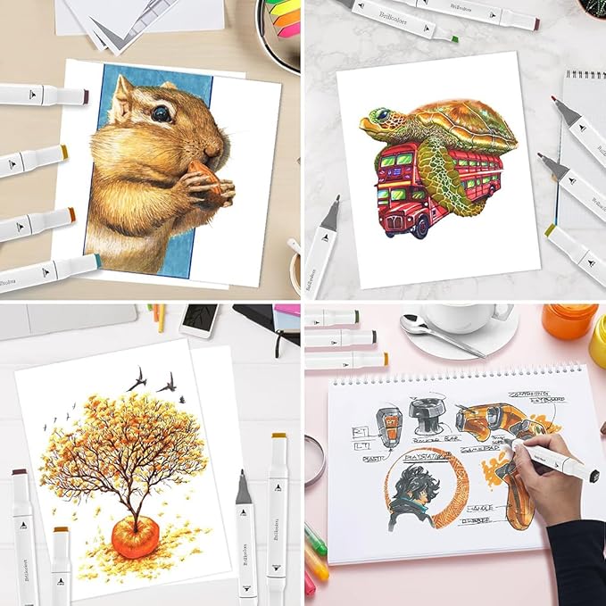 168 Colors Alcohol Markers Set with Base Dual Tip Drawing Markers for Comics Coloring Sketching Illustration (168 White) -Refillable