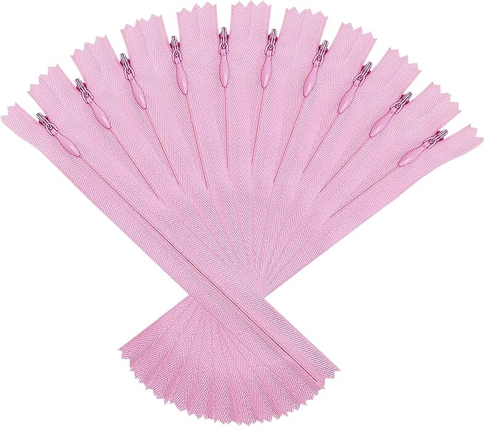 ANPURZII 10PCS #3 26 Inch Pink Invisible Zippers for Sewing Skirts, Nylon Coil Bulk Zippers for Pocket, Pillow(Pink 26" 10PCS)