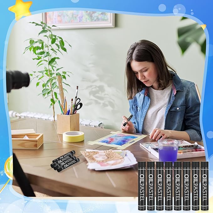 Geyoga 36 Pcs Soft Oil Pastels Bulk Artists Oil Crayons Single Color Creamy Pastels for Art Painting Drawing Blending for Artists(Black)