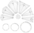 10Pcs/Set Acrylic Quilting Template Ruler with Different Shapes, Triangle Rulers for Sewing Machine Domestic Templates DIY Quilting Ruler for Clothing Craft Quilting Design
