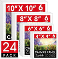 ESRICH 24Pack Canvas for Painting, 6pcs Each of 4x4, 6x6, 8x8, 10x10 Canvas Boards for Painting, Art Supplies of Blank Canvas for Adults&Kids, Pre-Primed Painting Canvas for Acrylic, Oil & Watercolor