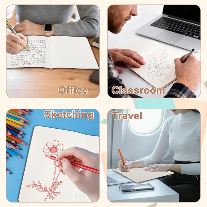 8 Pack Kraft Notebooks Bulk, Blank Travel Journal Set, Unlined Paper Sketchbooks Subject Notebooks, A5 Notebook for Traveler Drawing Writing Office Work, 68 Pages, 34 Sheets, 8” X 5.5”