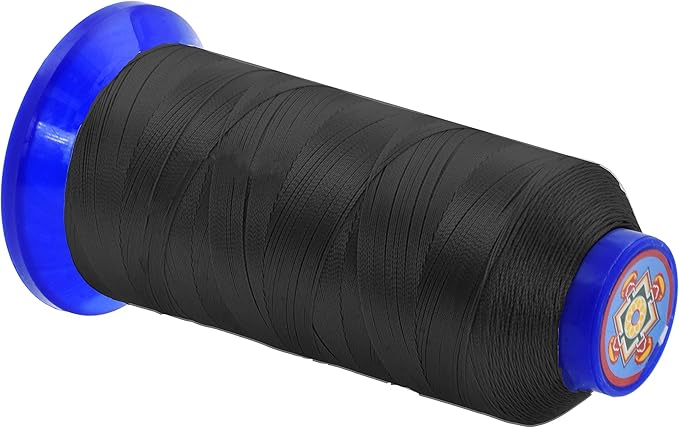 Mandala Crafts Black Heavy Duty Thread - 1500 Yds Tex 70 Bonded Polyester Threads for Sewing Drapery, Jeans, Leather, Hair, Outdoor Marine Upholstery