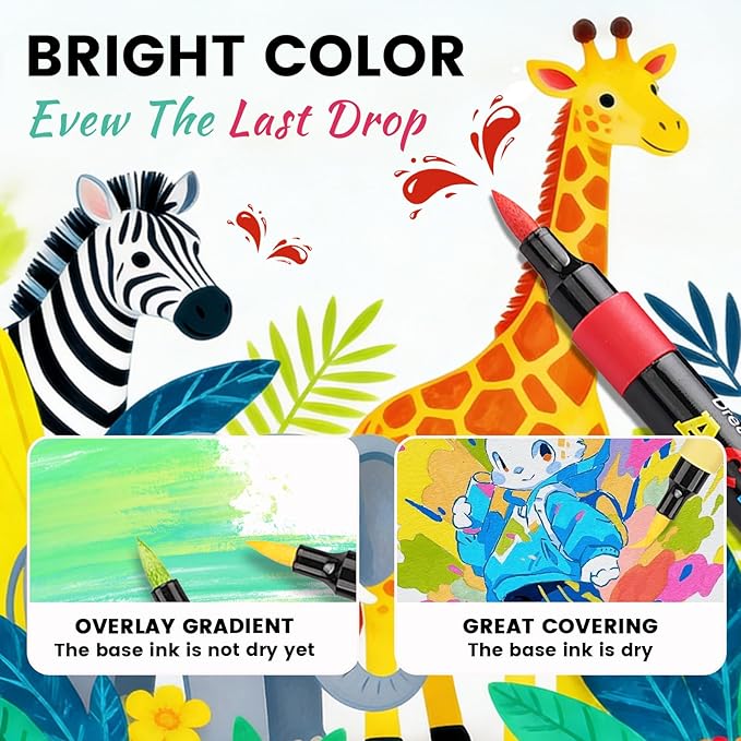 60 Colors Acrylic Markers Set,Brush Tip Acrylic Paint Pens for Painting on Rocks, Canvas, Ceramic, Wood, Glass - Perfect for Artists and Adults - DIY Crafts, Holiday Decorations & Art Supplies