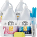 Nicpro 4 Gallon Crystal Clear Epoxy Resin Kit, High Gloss & Bubbles Free Resin Supplies for Coating and Casting, Craft DIY, Wood, Table Top, Bar Top, Molds, River Tables with Cups, Sticks, Gloves
