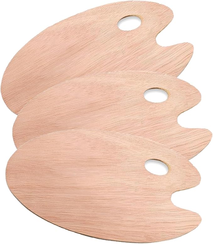 8" X 12" Lagre Wooden Paint Palette Acrylic Paint Palette with Thumb Hole Clear Paint Pallet, Easy Clean Non-Stick Artist Pallet for Oil Watercolor Craft DIY Art Painting Palette(3 Pack)