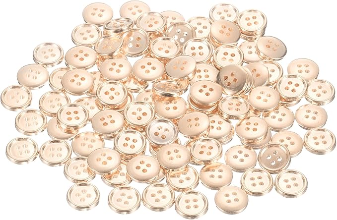 HARFINGTON 100pcs 20L Plastic Sewing Buttons 12.5mm 1/2" 4-Hole Round Replacement Craft Button for Coats Sewing Clothing and DIY, Rose Gold