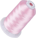 Simthread 5500Yds Embroidery Thread, 5000M High-Yardage 40WT 100% Polyester Thread – 170+ Vivid Colors, High-Speed Rated – Compatible with Brother, Singer, Janome & More - Salmon Pink 079