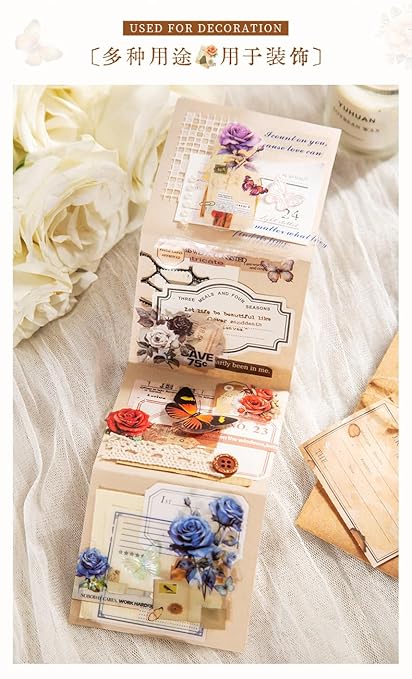 Alideco 6pcs Decorative Adhesive Tapes Fresh Literary Girl Botanical Flower Landscape PET Tape Great for Bullet Journal Supplies, Arts, Scrapbook, DIY Crafts, Planners (meiguixuyu)