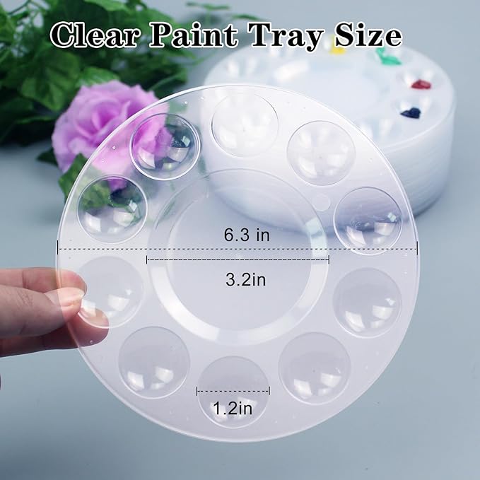 22 PCS Clear Paint Tray Palettes for Kids or Birthday Painting Party, Clear Acrylic Artist Paint Tray Palette, Acrylic Oil Watercolor Craft Supplies DIY Art Painting Plastic Paint Pallet