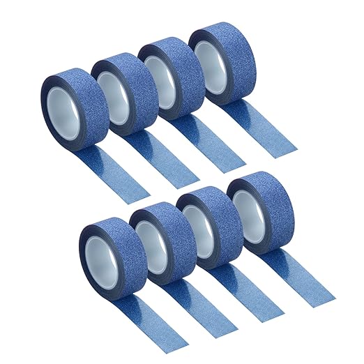 MECCANIXITY 8 Pcs 0.6 Inch x 11 Yards Glitter Washi Tape Dark Blue Crafting Tape Glitter Masking Tape Decorative Tape Self Adhesive Stick for Festival Decoration Scrapbooking,Planner,DIY