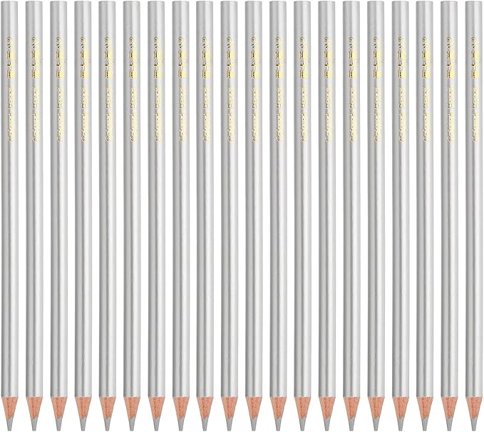 PATIKIL Silver Colored Pencils Set,20 Pcs Oil Color Pencils Wooden Coloring Drawing Pencil for Artists Art Painting
