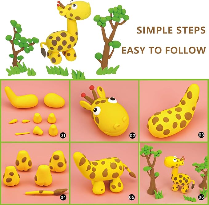 Cutedeer Air Dry Clay Kit, 36 Colors Modeling Clay for Kids, Soft Squishy Molding with Sculpting Tools and Tutorials, Arts Crafts Gift for Boys Girls