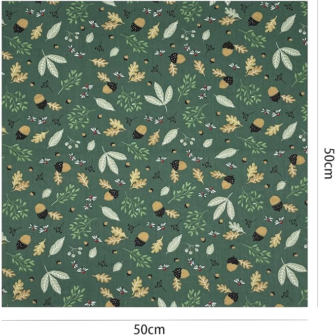 6Pcs Cotton Fabric Squares 20x20 Inch (50x50cm) Pre-Cut Quilt Squares Sheets Patterns Craft Cotton Fabric Bundle for Sewing Quilting Patchwork Crafting Home Décor Handwork (Green)