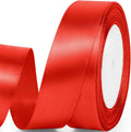 1" x 25 Yards Satin Ribbon, Red Silk Ribbon Ideal for Gift Wrapping, Floral Bouquets, Crafts, Wedding Party Decorations, Christmas and Sewing Projects
