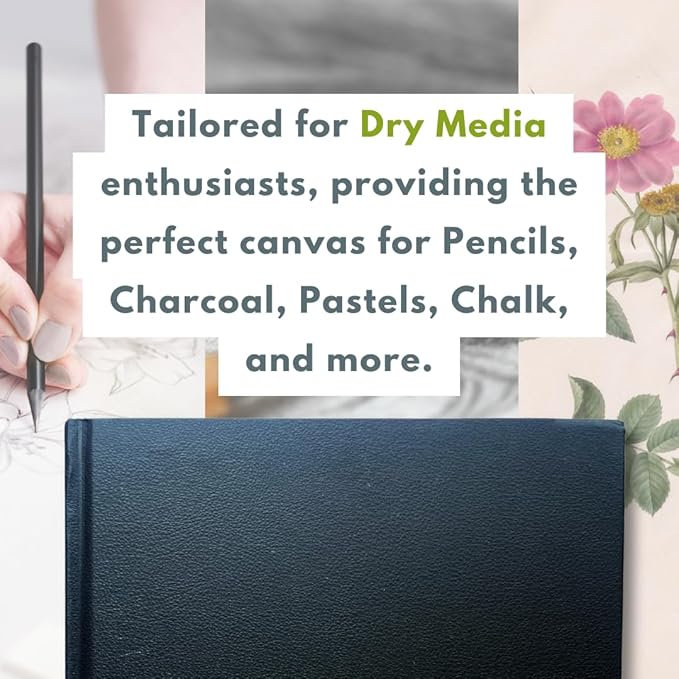 Cantoo City A4 Sketchbook, Professional Grade, Black Hard Cover Sketch Book, Art Drawing Book, Wood Free, Off White Thick Paper, Sketch Pad, Dry Media 100 Pages -160g/M² (108 Lb)