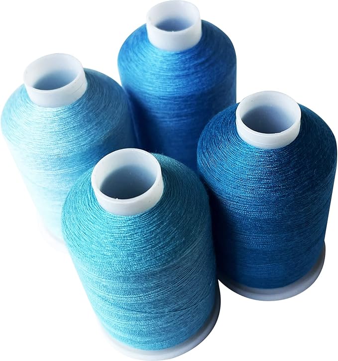 Sewing Thread 4 Colors Set 40s/2 for Sewing Machine，Quilting，Hand Sewing Total 4000yards （Navy Blue Series）