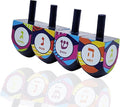 The Dreidel Company 10 -Pack Multi Colored Hand Painted Wooden, The Hanukkah Game, Let's Play Dreidel 1.75 Inch