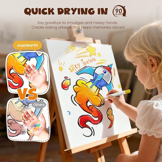 JUPITEARTH 18 Colors Rocket Tempera Paint Sticks with 120 PDF Coloring Pages, Quick Drying, Non-Toxic and Washable Paint Sticks for Kids and Students, Art Supplies for Drawing on Paper and Canvas