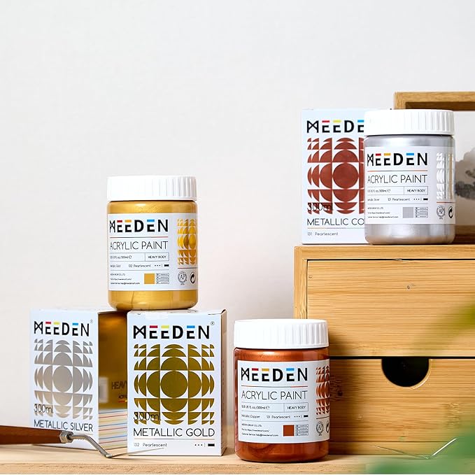 MEEDN Metallic Silver Acrylic Paint: 10.1oz / 300ml Silver Paint for Adults Artists on Christmas Gift Decor - Metallic Paints for Painting Canvas Crafts