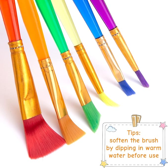 BigOtters Painting Brushes, 45PCS Kids All Purpose Paint Supplies Include Paint Cups with Lids Palette Tray Multi Sizes Brush for Children Gifts School Prizes Art Party