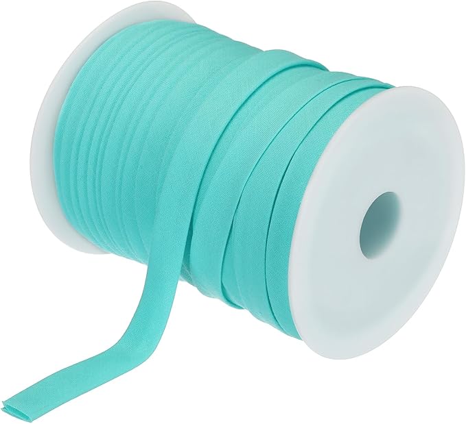 MECCANIXITY 1/2 Inch Double Fold Bias Tape Polyester Continuous Bulk Bias Tape for Sewing,Seaming Quilting Hemming Binding Crafts (Lake Blue 55 Yards)