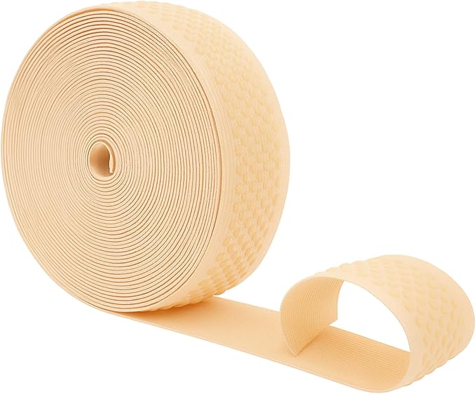 Mandala Crafts 1.5 Inch Elastic Silicone Gripper Tape for Clothing - 10 Yds Dotted Non Slip Elastic Band for Sewing - Blonde Silicone Flat Fabric Stretchy Ribbon Straps