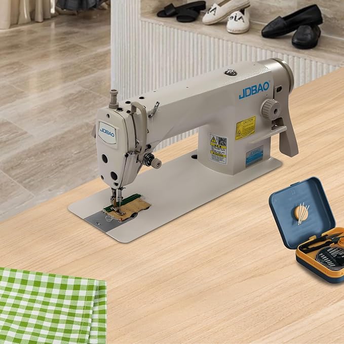 Sewing Machine, AC 110V 550w Industrial Sewing Machine with Table Stand and Motor, Heavy Duty Industrial Sewing Machines for Tailors Alteration Stores DIY