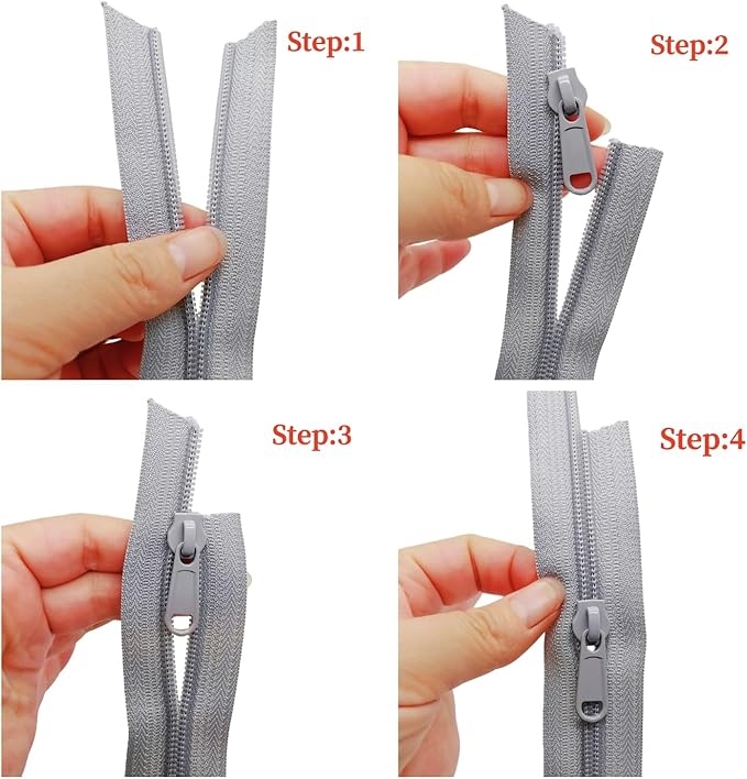 MebuZip #5 Nylon Coil Zippers by The Yard Bulk Zipper Roll Zipper Tape 10 Yards with 25pcs Pulls for Sewing Tailor DIY Craft Bags Pillows (Grey 10Yards)