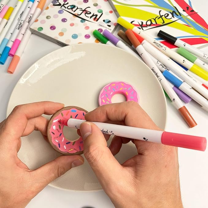 12 Acrylic Markers for Rock, Fabric, Wood, Glass, Easter Egg, Fabric Painting Craft Quick Dry Dual-Tip Water Based -No Toxic,No Odor-lively colors