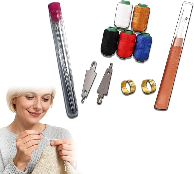 Sewing Kit, 34/ 36PCS Big Eye Steel Needles Set with Large-Eye Needles, Multiple Thread Colors, Long and Thin Handmade Quilting and Sewing Needles Kit with Repair, and Craft (34PCS)