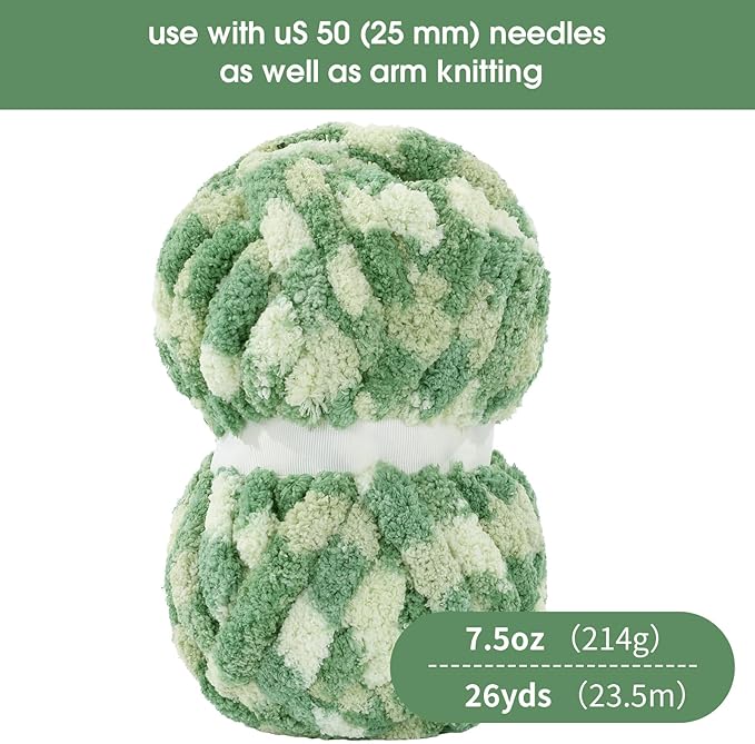 Hombys 8 Pack Giant Chunky Yarn for Crocheting and Knitting - Super Bulky, Soft, Fluffy, Plush, Fuzzy, Mixed Color Thick Chenille Yarn