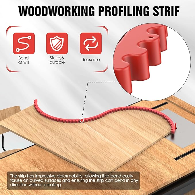 Router Templates for Woodworking, 39" Plastic Woodworking Profiling Strip & Edge Guide Kit for Precision Trimming, Fits Bosch DeWalt Makita Routers, DIY Furniture Cabinet Table Edge Molding Jig (Red)