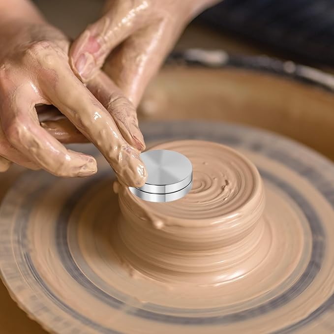 Silver Ceramic Clay Pottery Throwing Trimming Spinner Tool, 35mm Clay Ceramic Rotary Rotary Clays Tool for Professional Ceramics Making, Carving Artists and Hobbyists (35mm Diameter, 12mm Thickness)