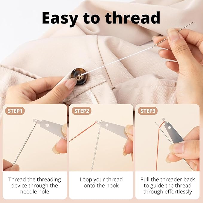Big Eye Steel Sewing Needles Kit 34PCS | 5 Size Stainless Steel Needles for Hand Sewing Set with Case Portable DIY Hand Made Craft Set for Handcraft Lovers(34-PCS)